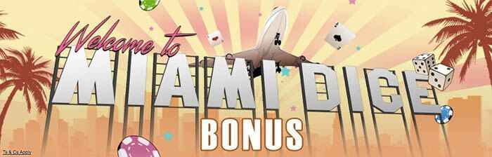 Miami dice casino third deposit bonus of 75% 50 free spins