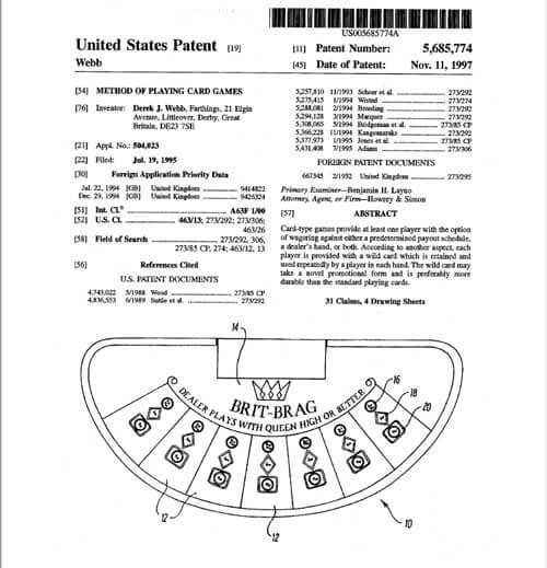 3 card poker patent