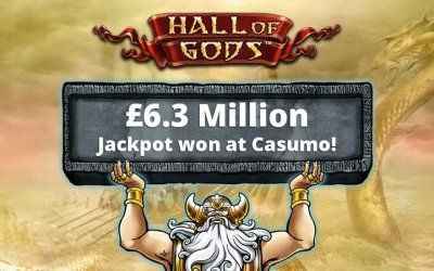 Hall of Gods £6.3 Million Jackpot Won at Casumo Casino!