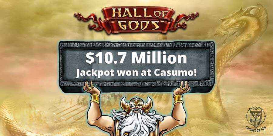 Hall of Gods $10.7 Million Jackpot Won at Casumo Casino!